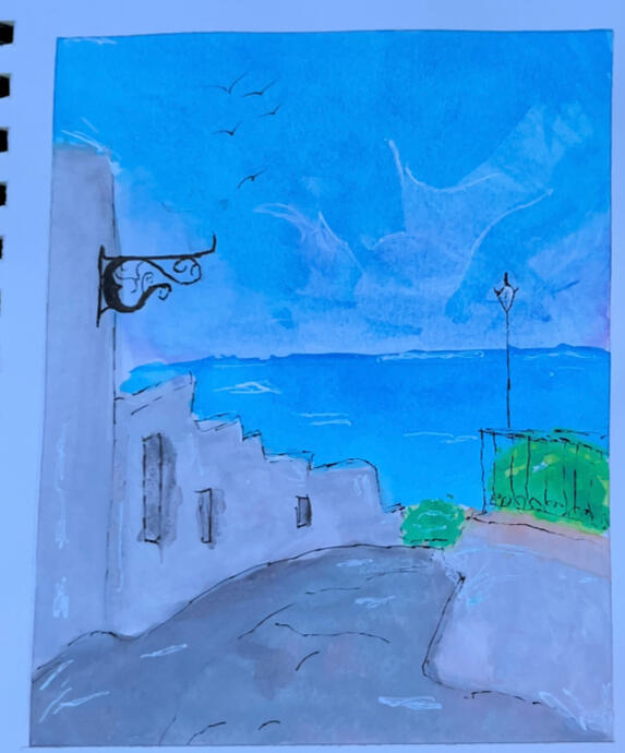 Watercolour painting of scenery