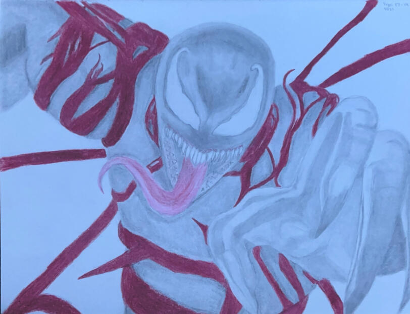 Drawing of Venom with colour (traditonal)