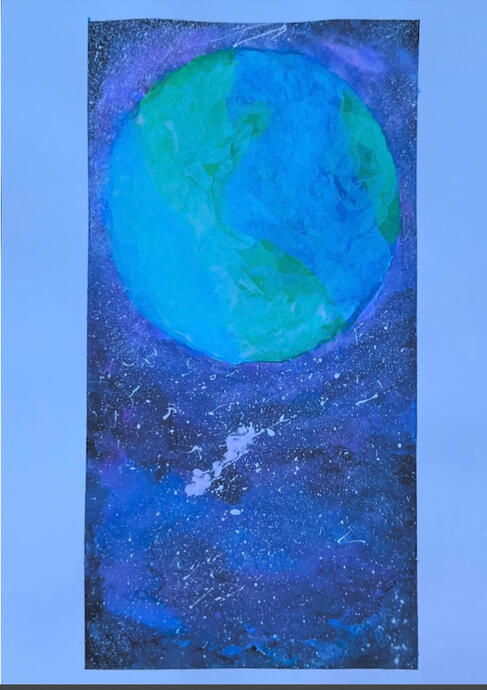 Watercolour of Planet Earth in space