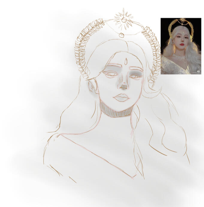 Portrait Assignment. I learnt about layers, I drew the nose multiple times before I finally got it to somewhat look like the reference image.